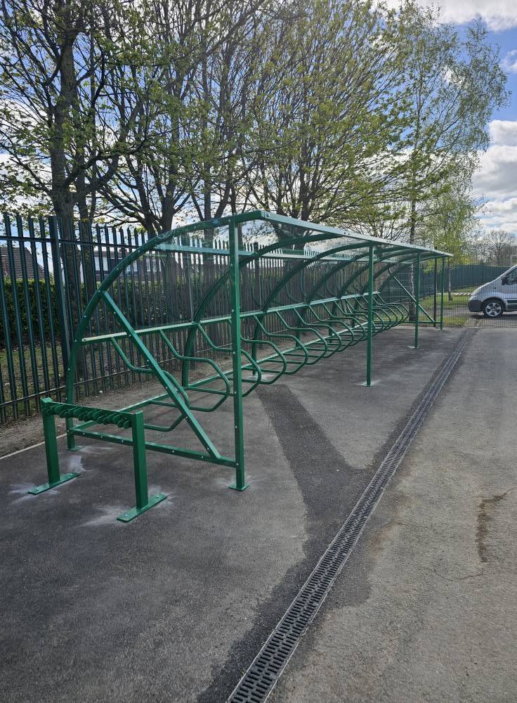 Cycle shelters & scooter racks, Fens Primary School, Hartlepool, installed by Canopies & Shelters Ltd