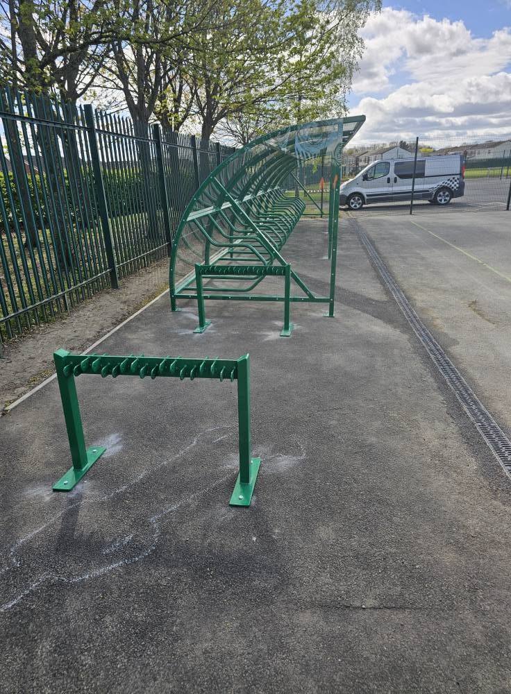 Cycle shelters & scooter racks, Fens Primary School, Hartlepool, installed by Canopies & Shelters Ltd