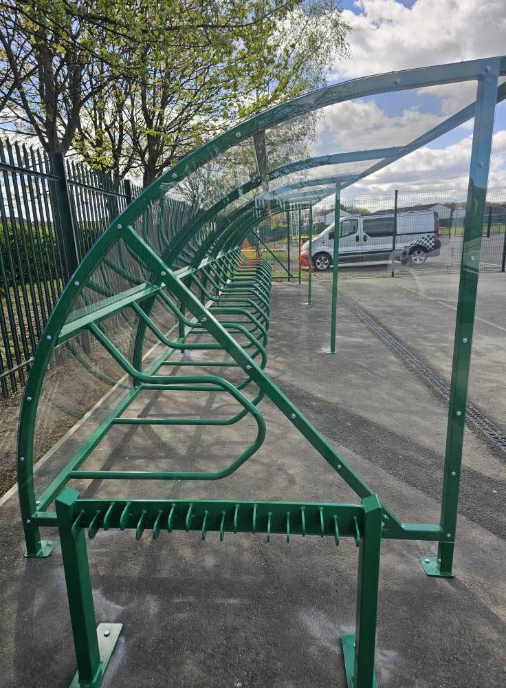 Cycle shelters & scooter racks, Fens Primary School, Hartlepool, installed by Canopies & Shelters Ltd