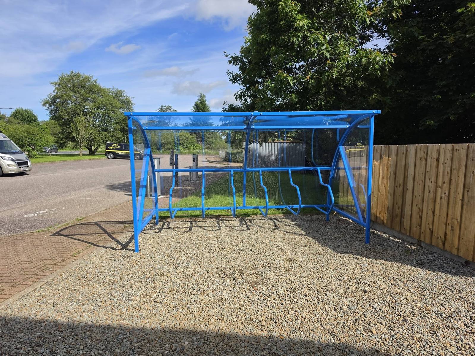 Cycle shelter, MACPool Activity Hub, Lochgilphead, installed by Canopies & Shelters Ltd