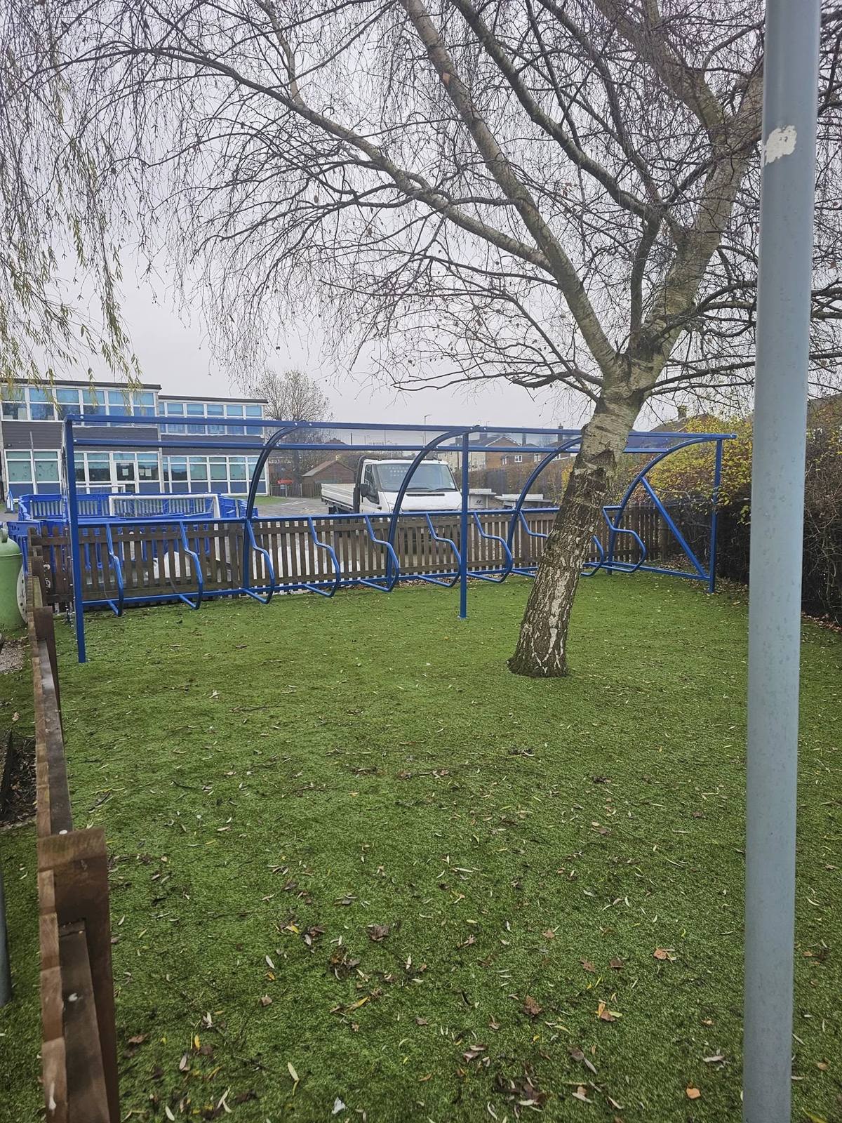 Cycle shelter, Micklem Primary School, Hemel Hempstead, installed by Canopies & Shelters Ltd