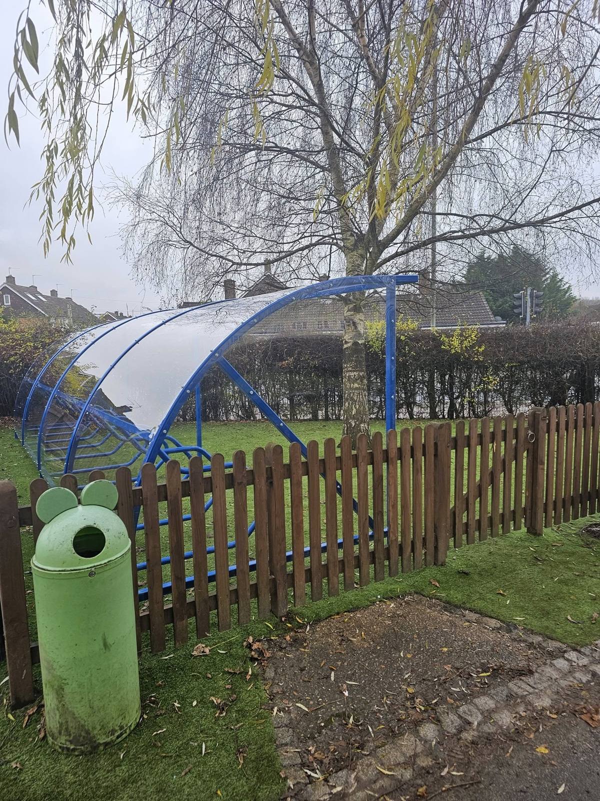 Cycle shelter, Micklem Primary School, Hemel Hempstead, installed by Canopies & Shelters Ltd