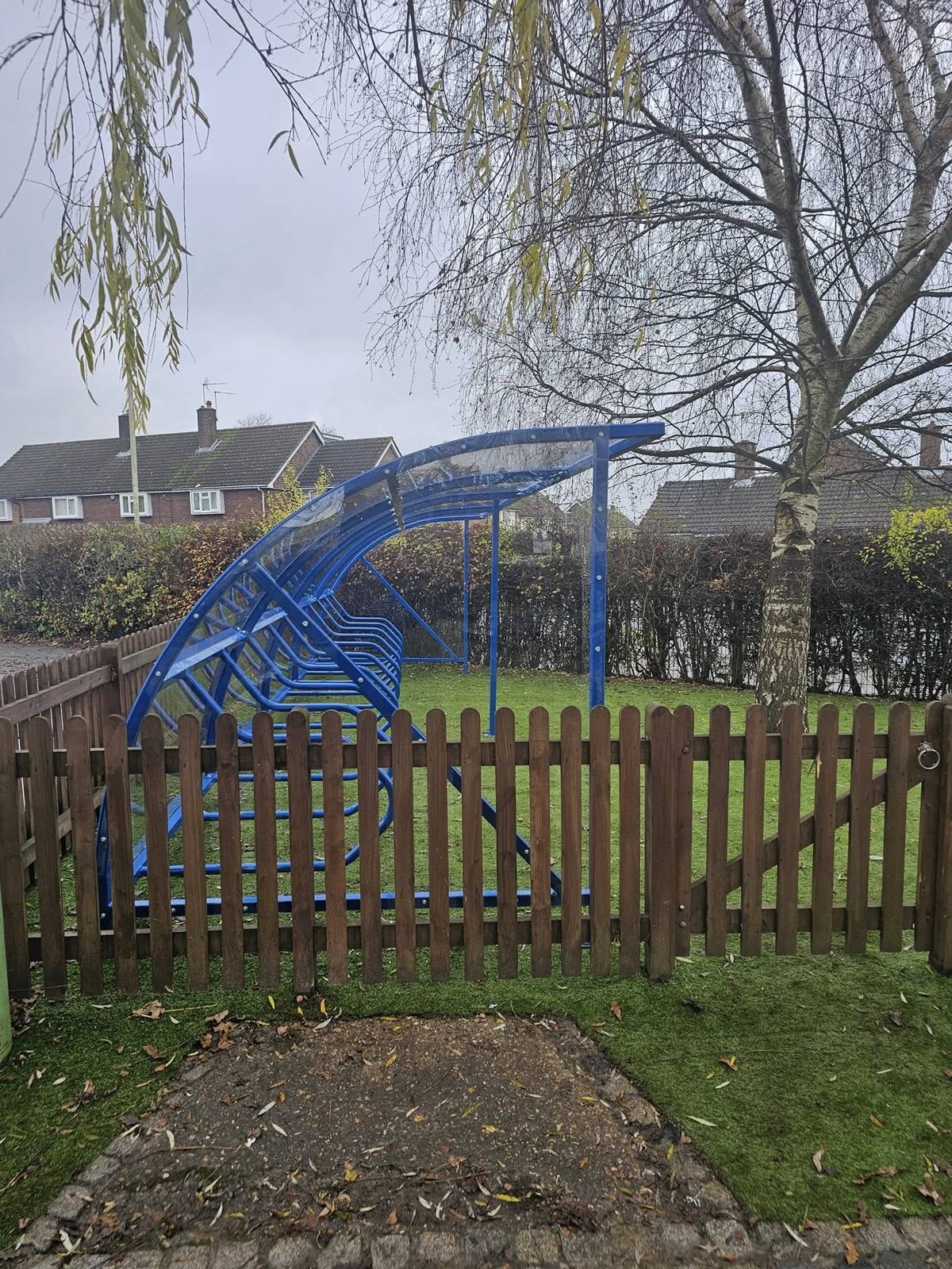 Cycle shelter, Micklem Primary School, Hemel Hempstead, installed by Canopies & Shelters Ltd