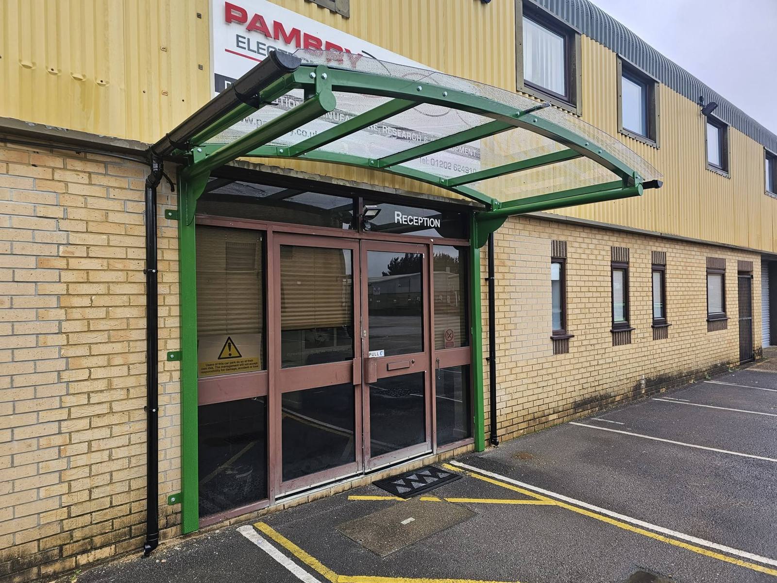 Cantilever entrance canopy, Poole, Poole, installed by Canopies & Shelters Ltd