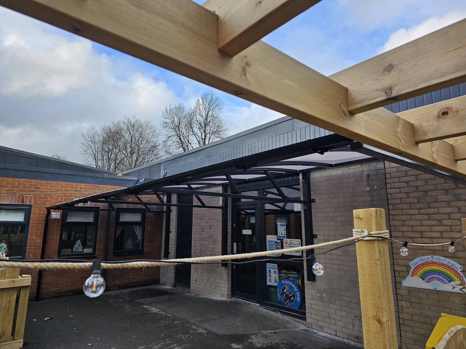 Cantilever nursery canopy, St Luke’s CE Primary School, Heywood