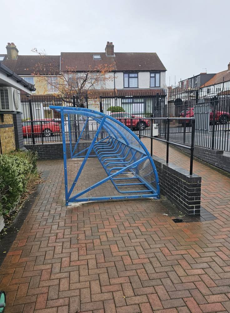 Cycle shelter re-clad, Stewart Fleming Primary School, Stewart Fleming Primary School, installed by Canopies & Shelters Ltd